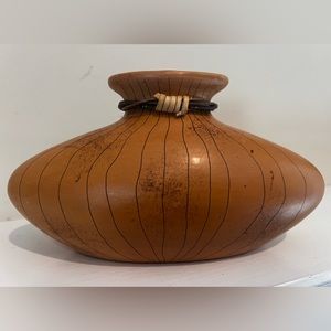 Vtg Hand Crafted Decorative Ceramic Vase Made In Philippines 9.5" L x 5 H x 4.5W